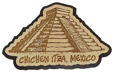 Printtoo Engraved Chichen Itza Mexico Fridge Magnet Souvenir Wooden Gift Collectibles