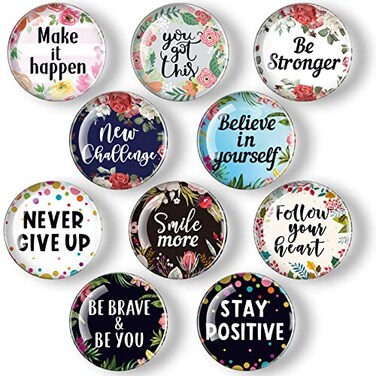 Weewooday 10 Pieces Inspirational Fridge Magnetic Motivational Glass Refrigerator Magnets Locker Decorative Quote Kitchen Magnets Affirmation Decor Accessories(Charming Pattern)