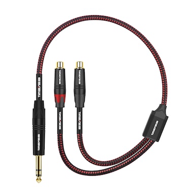 TIMEYES 6.35 mm Stereo to 2RCA Cable - TRS 1/4'' to Dual RCA Y-Splitter Audio Cable - Quarter Inch TRS to Double RCA Breakout Cord - 1/4 Inch Male to RCA Female Plug Interconnect Cable, 1.6FT/0.5M