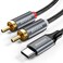 ZOOAUX USB C to RCA Audio Cable, Type C to 2RCA Male Jack Plug Adapter Car Auxiliary Stereo Speaker Amp Cord Compatible with iPhone 16 15, Samsung,Pixel, Amplifier, Speaker (USB C to 2RCA, 4 FT)