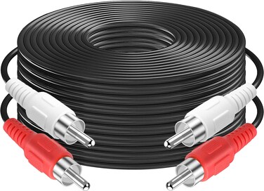 PASOW RCA Cables, 2RCA Male to 2RCA Male Stereo Audio Subwoofer Cable Dual Shielded RCA Cord for Home Theater, HDTV, Amplifier, Hi-Fi Systems, Speakers (25 Feet)