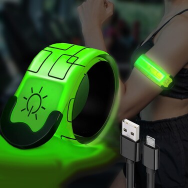 Rivsli Reflective LED Armband,1 Pack,USB Rechargeable Safety Light for Runners,High Visibility Light Up Band Reflective Led Bracelet for Night Walking Jogging Cycling Running Gear