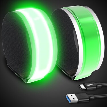 PEAKFIRE 2 Pack USB-C Rechargeable Safety Lights for Runners, 360&Acirc;&deg; Reflective LED Bracelets Armbands Reflectors for Walking at Night
