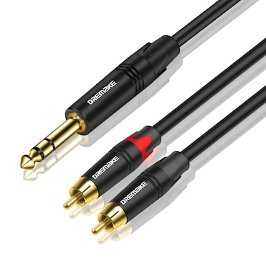 DREMAKE RCA to 6.35mm Y Splitter Cable, 3FT TRS 6.35mm 1/4 Inch to 2 RCA Plug Audio Insert Cable, 1/4&acirc;&euro;&tilde;&acirc;&euro;&trade; Male to Dual RCA Male, Quarter Inch TRS to RCA Interconnect Cord for TV, Home Theater System