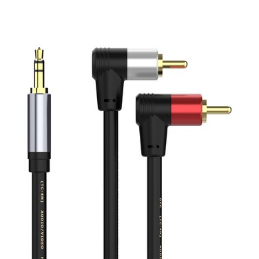 sovunis 3.5mm to 2 RCA Cable, Angle 2RCA Male to 3.5mm Male Auxiliary Stereo Audio Y Splitter Cable Compatible with TV, Smartphones, MP3, Tablets, Speakers, Home Theater, etc (1.5m/59inch)