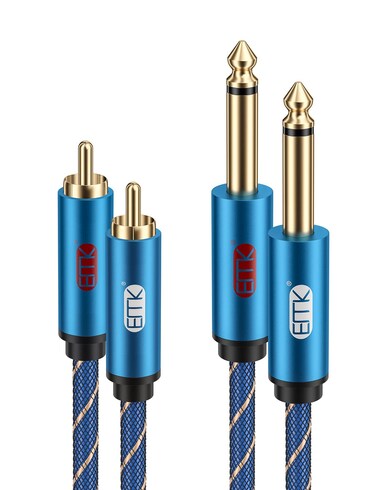 EMK RCA to 1/4 Cable, Dual RCA to Dual 1/4 inch TS Stereo Audio Interconnect Cable Patch Cords for Home Theater,Amplifiers,Guitar,Keyboard Piano,Mixing Console,DVD Player,Speaker(9.8feet/3m)