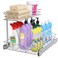 OCG Under Sink Cabinet Organizer Two Tier Pull Out Shelf (14.75W x 21D), Under Sink Sliding Shelf for Kitchen Bathroom Cabinet 2 Tier Chrome