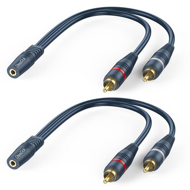 DteeDck RCA to AUX Adapter 2 Pack, Female AUX 3.5 mm to Male RCA Audio Adapters, Stereo Audio 3.5mm Y Cable Converter for Headphone Speaker TV Smartphone MP3 Tablet -20cm