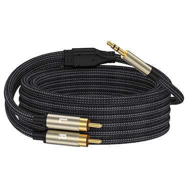 ZTOXLR 3.5mm to RCA Cable, 6.6FTRCA Male to Aux Audio Adapter HiFi Sound Headphone Jack Adapter Metal Shell RCA Y Splitter RCA Auxiliary Cord 1/8 to RCA Connector for Phone Speaker MP3 Tablet HDTV