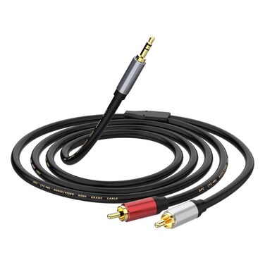3.5mm to RCA Audio Auxiliary AUX Stereo Y Splitter Cable, 3.5mm to RCA Cable, 3.5mm to 2-Male RCA Adapter Stereo AUX Cord AV Cable for Smartphones, MP3, Tablets, Speakers, Home Theater, HDTV (4.9FT)