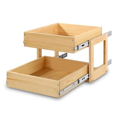 Mulush Pull Out Cabinet Organizer, 23''W&Atilde;&mdash;21''D&Atilde;&mdash;16''H Soft Close Slide Out Wood Drawer Shelves Storage for Kitchen, 2-Tier, Finished, Heavy-Duty, Bottom Assembly