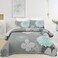 Green Floral Pattern Quilt Set King Size - 3 Pieces Quilt Coverlet Elegant Boho Flower Bedspread with 2 Pillowcases Soft Lightweight Bedding Quilt Set for Adults (Green,104"x90")