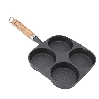 MOUMOUTEN 4 Hole Egg Frying Pan, Non Stick Healthy Granite Egg Cooker Pan Egg Skillet, Grill Griddle Crepe Pan with Handle for Fried Egg Dumplings Steak Pancakes