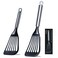 KSENDALO Flexible Slotted Spatula Turner Flipper Set - Silicone Coated Nylon Blade Fish Spatula, Light Weigthed but Sturdy Kitchen Tool for Nonstick Pan Cooking Eggs, Fish, Pancakes, and Omelettes