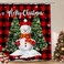 BestLives Christmas Shower Curtains Winter Snowman Xmas Tree Bath Curtain Red Buffalo Plaid Christmas Bath Decoration Waterproof Polyester Fabric Bathroom Curtain with 12 Hooks 72 x 72 Inch