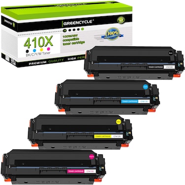 greencycle 4 Pack 410X 410A Compatible Toner Cartridge Replacement for HP 410X CF410A CF410X CF411X CF412X CF413X Set for Color Laserjet Pro MFP M477fnw M477fdw M477fdn M452dw M452nw M452dn Printer