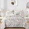WONGS BEDDING Boho Quilt Set Queen,Beige Paisley Floral Pattern Bedspread Coverlet Set with 2 Pillowcases,Lightweight Microfiber Bohemian Quilt Bedding Set 96"&Atilde;&mdash;90