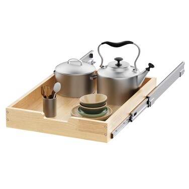 Sikarou Wood Pull Out Cabinet Organizer 17" W x 21" D, Heavy-Duty Sliding Drawers for Inside Cabinets Storage and Organization for Kitchen, Pantry, Bathroom