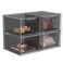 SpaceHacks 4 Pack Stackable Makeup Organizer and Storage, Acrylic Organizers&iuml;&frac14;&OElig;Clear Plastic Storage Drawer with Pull-Out Handles for Vanity, Undersink, Kitchen Cabinets, Pantry, Black