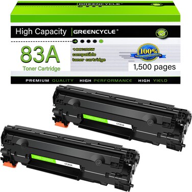 greencycle Compatible Toner Cartridge Replacement for HP 83A CF283A Work with Laserjet Pro MFP M125nw M201dw M225dw M127fw M127fn M125a Printer (Black,2-Pack)