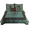 Western Peak 5 Pc Western Texas Cross Lodge Barbed Wire Quilt Bedspread Shams Pillow Oversize Comforter (Turquoise Texas Star, Queen)