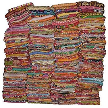 TEXTILLHUB Indian Wholesale Indian Tribal Kantha Quilt Vintage Handmade Blanket Patch Kantha Throw Hippie Bohemian Cotton Saree Made Kantha Rally (5)