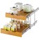 DINDON 2 Tier Pull Out Cabinet Organizer (20" W x 21" D) Slide Out Wood Shelf Double Tier Kitchen Wire Basket with Chrome Finish&acirc;&euro;&brvbar;
