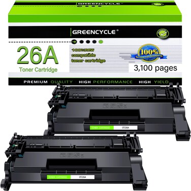 greencycle 26A M426fdw Compatible Toner Cartridge Replacement for HP 26A CF226A 26X CF226X for HP Laserjet Pro M402n M402dn M402dw M402dne MFP M426fdw M426dw M426fdn Printer (Black, 2-Pack)
