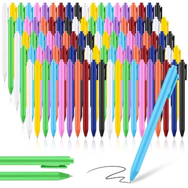 Meanplan 100 Pcs Ballpoint Pens Bulk Retractable Black Ink Pens 1mm Colorful Writing Pens Aesthetic Pens for Journaling Note Home Business Office college Supplies, 5.7 x 0.4 Inch(Colorful,1 mm)
