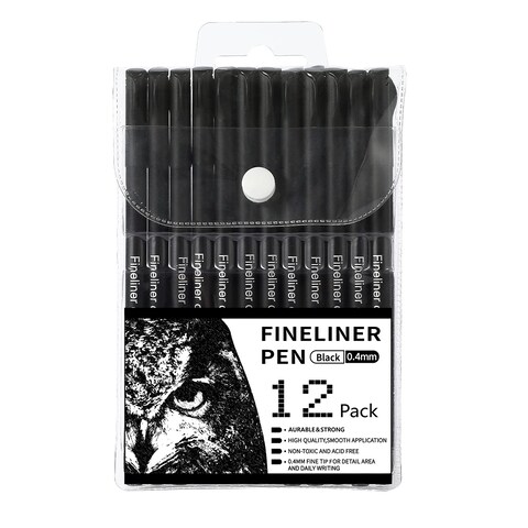 RIANCY Black Ink Color Sipa Pens for Journaling Note Taking, 12 Pack Fineliner Pens for Office School Teacher Student Supplies, Journal Planner Writing Back to School Supplies, Fine Tip Markers