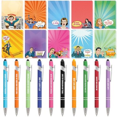 Funny Gifts Set Sarcastic Notepads with Sayings Pens Humorous Sticky Notes Work to Do List Christmas Gag Gifts for Office Coworker Nurse Teacher Employee Appreciation Supplies 20Pack