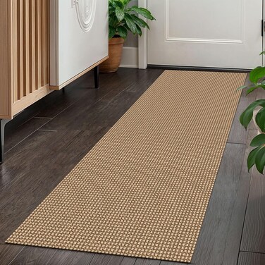 KOZYFLY Boho Hallway Runner Rug 2x5 ft Washable Hallway Carpet Runner Rubber Backed Kitchen Rug Cotton Entryway Runner Rugs Floor Rugs for Kitchen Bathroom Entryway Bedroom, Tan/Brown