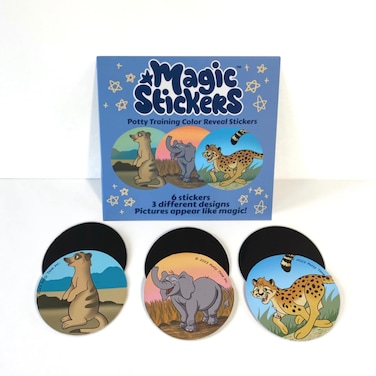 Potty Watch Color Reveal Stickers - Potty Training with 6 Magic Stickers &amp; 3 Different Designs - Easy to Peel Stickers for Kids - Reward Their Efforts, Fosters Fun &amp; Independence - (Savanna)