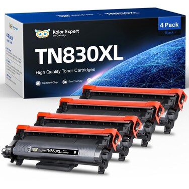 Kolor Expert CompatibleToner Cartridges Replacement for Brother TN830 TN830XL Work with HL-L2460DW DCP-L2640DW HL-L2405W HL-L2400D HL-L2480DW MFC-L2820DW Printer (4 Pack, Black)