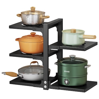 YANYYGu Pots and Pans Organizer for Cabinet, Heavy Duty Pot Pan Rack under Sink Organizers and Storage&iuml;&frac14;&OElig;Kitchen Cabinet Organizer with 5 Adjustable Tiers