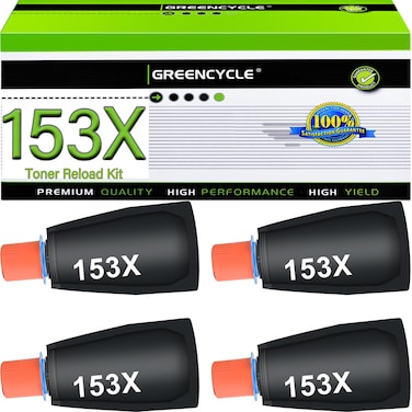 greencycle 153X Compatible Black Toner Reload Kit Replacement for HP W1530X for Laserjet Tank 2504dw, Laserjet Tank MFP 2604sdw 1504 1504w 2504 1604 1604w 2604 2604dw 2606 2606dw(4PC)