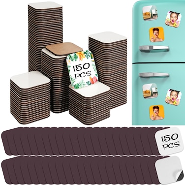 Frienda 150 Pcs Sublimation Magnet Blanks 1.97 x 1.97 x 0.16 Inch Sublimation Blank Refrigerator Magnets Decorative Square Fridge Magnet for Kitchen Wall DIY Metal Door Calendar Office Decoration