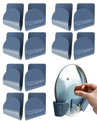 Tendiren Pot Lid Organizer, 6 Pairs of Adjustable Wall Mount Pot Lid Holder Cabinet Door, Pot and Pan Hangers for Kitchen Wall Mount, Cabinet Door Lid Organizer, Save More Space