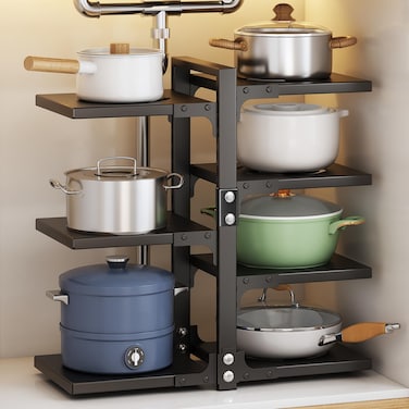 Pot Rack Organizers&iuml;&frac14;&scaron;CASONNIK 7-Tier Adjustable Heavy Duty Pan Organizer Rack for Cabinet &iuml;&frac14;&OElig;Multiple Use Modes&iuml;&frac14;&OElig;Pot Rack &amp; Pan Rack for Kitchen Counter and Cabinet