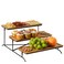 ZONEYILA 3 Tier Serving Stand with Wooden Serving Platter, Tier Serving Trays with Collapsible Sturdier Rack, Rectangle Wood Trays for Thanksgiving, Christmas, Entertaining, 14 Inch