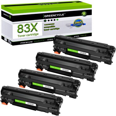 greencycle Compatible CF283X Toner Cartridge Replacement for HP 83X CF283X 83A CF283A to use with Laserjet Pro M201 M201dw M201n MFP M225 M225dn M225dw M225rdn Laser Printers (4-Black, 2400 Pages)