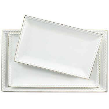 Kassel Ceramic Serving Platter Set   14&acirc;&euro;/12&acirc;&euro; /10&acirc;&euro; Rectangular Serving Trays for Entertaining at Parties and Weddings   Oven Safe Large Serving Trays for Tacos, Steak, and Cake