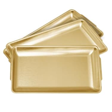 Aynaxcol 3Pcs 304 Stainless Steel Food Serving Tray, 12.6" Rectangular Serving Platters Multipurpose for Kitchen,Party Organizer Tray for Buffet Brushed Nickel (Gold)