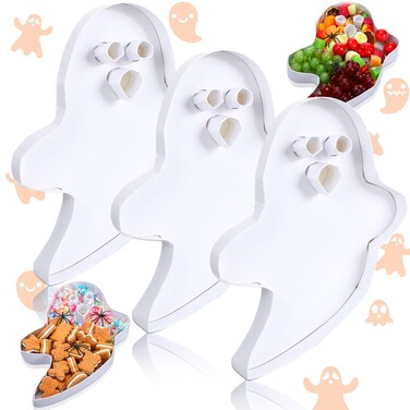 Mooliwe 3 Pcs Halloween Ghost Charcuterie Letters Fillable Cardboard Letters for Charcuterie Serving Tray Snack Platter White Candy Chocolate Box for Halloween Holiday Dinner Party Favors (Ghost)