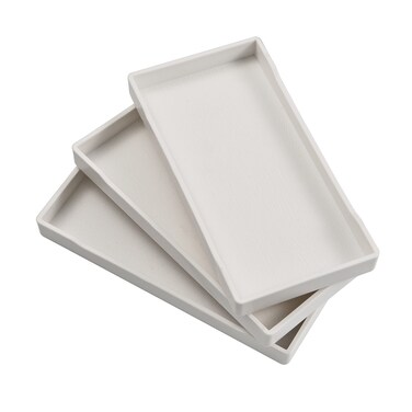 VCREATC 3 Packs White Mini Trays (8 inch x 4 inch) for Serving Accessory, Spa, Coffee, Drinks, Wine, Tea, Bar, Party, Towel, Seasoning, Perfume or Display Use.