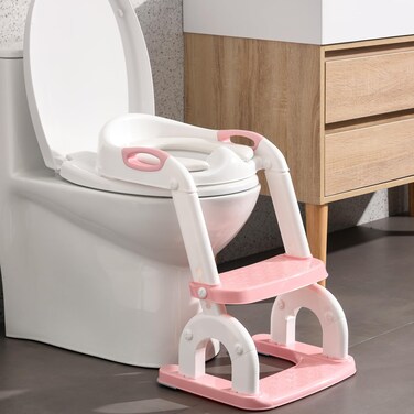 Fedicelly Potty Training Seat,Toddlers Potty Training Toilet Seat Boys Girls,Potty Chair for Toddlers 1-3,Kids Potty Seat for Toilet Step Stool Ladder (Pink)