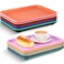 Sintuff 20 Pcs Plastic Fast Food Trays Bulk Colorful Cafeteria Trays Restaurant Serving Trays Grill Tray Rectangular Lunch Trays for Party Kitchen Coffee, 20 Colors(12 x 9 Inch)