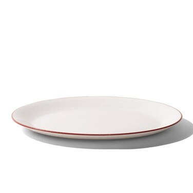 Made In Cookware - Serving Platter - White With Red Rim - Porcelain - Crafted in England