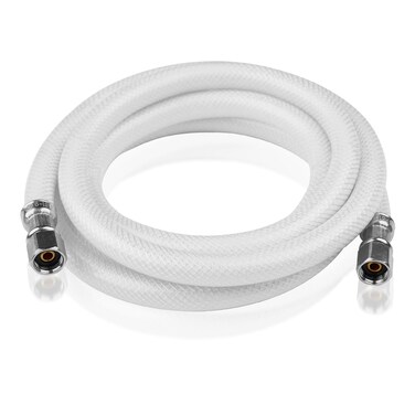 GUOFIS 8 FT Refrigerator Water Line, Polyester-Reinforced PVC Braided Ice Maker Hose with 1/4" Comp X 1/4"Compression Fittings(1PCS,8 Foot)