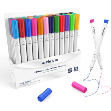 Welebar 0.4 Tip Fine Point Pens for Cricut Joy/Xtra, 36 Pack Assorted Ultimate Fine Point Pens for Drawing, Writing, Compatible with Cricut Joy Machines